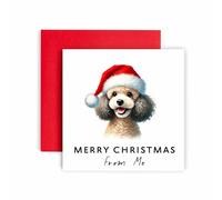 Huxters Christmas Card from the Dog - Poodle - Merry Christmas to Dog Mum and Dog Dad - Christmas Card from the Dog to Friends Family First Christmas (Poodle)