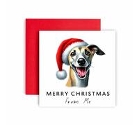 Huxters Christmas Card from the Dog - Whippet - Merry Christmas to Dog Mum and Dog Dad - Christmas Card from the Dog to Friends Family First Christmas (Whippet)