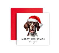 Huxters Christmas Card - Merry Christmas to Dog Mum & Dad - From Dog to Friends & Family - German Shorthaired Pointer Theme