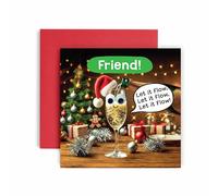 Huxters Christmas Cards for Her- Let it Flow Christmas Funny Christmas Card for Women Friend - Funny Christmas Day Card for Best Friend Fun Happy Christmas - 14.8cm (Friend)