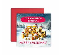 Huxters Christmas Cards for Men - Merry Cheesemas Cheesy Christmas Brother Christmas Card for him - Funny Holiday Card for Brother Fun - 14.8cm (Brother)