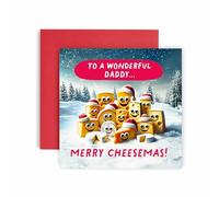 Huxters Christmas Cards for Men - Merry Cheesemas Cheesy Christmas Daddy Christmas Card for him - Funny Holiday Card for Daddy Fun - 14.8cm (Daddy)