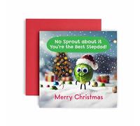 Huxters Christmas Cards for Men - Sprout Christmas Stepdad Christmas Card for him - Funny Holiday Card for Stepdad Fun Happy Christmas - 14.8cm (Stepdad)
