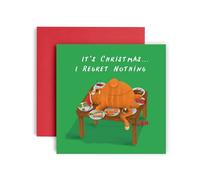 Huxters Christmas Cards for Women Men - Cat Eating No Regrets - Happy Christmas Card for him and her - Dad Mum Brother Sister Auntie Uncle Daughter holiday card - 14.8cm