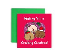 Huxters Christmas Cards for Women Men - Have a Cracking Christmas Happy Christmas Card for him and her Family Christmas Holiday - Dad Mum Brother Sister Auntie Uncle Daughter holiday laughter card