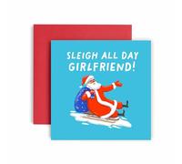 Huxters Christmas Cards for Women - Sleigh All Day Christmas Girlfriend Happy Christmas Card for Anniversary, Romantic - (Girlfriend)