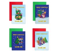 Huxters Christmas Money Card Pack of 4 Pack Contains Festive Computer Gaming Gamer Design - Universal Wallet for Cash Voucher and Voucher on Display Card A6 Size