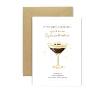 Huxters Cocktail Birthday Card for Her - Espresso Martini Design “Strong, Fun and Keeps the Night Going” - Funny Birthday Card for Friend Sister Women Gift Idea