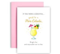 Huxters Cocktail Birthday Card for Her - Pina Colada Design “Bright, Fun and Impossible Not to Like” - Funny Birthday Card for Friend Sister Women Gift Idea