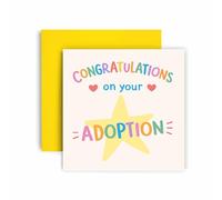 Huxters Congratulations Adoption Card - Colourful Star Design Adoption Congratulations Gift for New Parents and Growing Family
