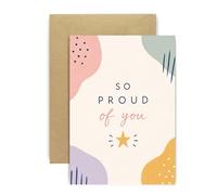 Huxters Congratulations Card for Her or Him - “So Proud of You” Success and Achievement Card - Perfect for Graduation, Passing Exams or Career Milestones (Star With Colour)