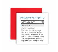 Huxters Congratulations Retirement Card for Dad Mum Him Her - Funny Internet Search History Card - Retirement Search