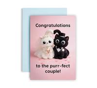 Huxters “Congratulations To The Purr-fect Couple!” Wedding Card - Cute Cat Wedding Congratulations Card - Marriage Card For Bride And Groom Couple