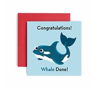 Huxters Congratulations Whale Done - You Passed Exams - New Home - Pass Passing Driving Test Gifts - Well Done Congrats Qualified - Greeting Cards for well done 14.8cm