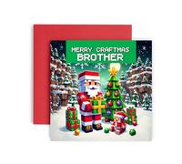Huxters Cool Christmas Card - Computer Game Scene - Merry Craftmass for Him and Men -Brother Card - 14.8cm