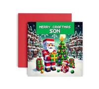 Huxters Cool Christmas Card - Computer Game Scene - Merry Craftmass for Him and Men - Uncle Brother Card - 14.8cm