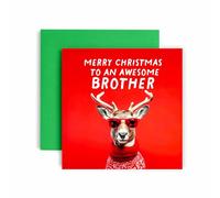 Huxters Cool Christmas Card for Brother - Christmas Reindeer - Christmas card for him and Men - Brother Uncle Brother Son Card - 14.8cm (Brother)