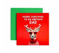 Huxters Cool Christmas Card for Dad - Christmas Reindeer - Christmas card for him and Men - Dad Uncle Brother Son Card - 14.8cm (Dad)