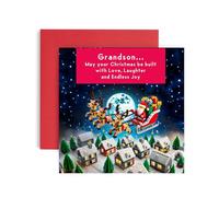 Huxters Cool Christmas Card for Grandson - Computer Game Scene - Christmas card for him and Men - Grandson Uncle Brother Son Card - 14.8cm (Grandson)