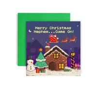 Huxters Cool Christmas Card for Nephew - Computer Game Scene - Christmas card for him and Men - Nephew Uncle Brother Son Card - 14.8cm (Nephew)