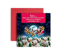 Huxters Cool Christmas Card for Son - Computer Game Scene - Christmas card for him and Men - Son Uncle Brother Son Card - 14.8cm (Son)