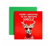 Huxters Cool Christmas Card for Uncle - Christmas Reindeer - Christmas card for him and Men - Uncle Uncle Brother Son Card - 14.8cm (Uncle)