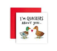 Huxters Cute Valentines Day Card I'm Quackers About You Love Sweet Happy Wedding Anniversary Card for Husband Wife or Boyfriend Birthday Girlfriend Card - 14.8cm (Quackers Rouen)