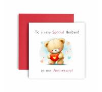 Huxters Cute Wedding Anniversary Day Card For a Very Special Husband on Wedding Anniversary Cute Bear Soulmate Card for Husband CardHusband - 14.8cm (Husband Anniversary)