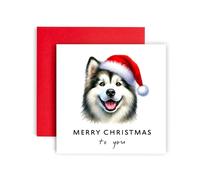 Huxters Dog Christmas Card - Alaskan Malamute - Merry Christmas to Dog Mum and Dog Dad - Christmas Card from the Dog to Friends Family First Christmas (Alaskan Malamute)