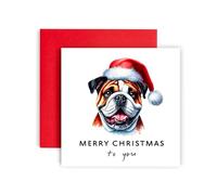 Huxters Dog Christmas Card - Bulldog - Merry Christmas to Dog Mum and Dog Dad - Christmas Card from the Dog to Friends Family First Christmas (Bulldog)