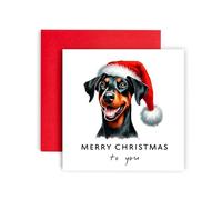Huxters Dog Christmas Card - Doberman Pinscher - Merry Christmas to Dog Mum and Dog Dad - Christmas Card from the Dog to Friends Family First Christmas (Doberman Pinscher)
