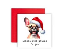 Huxters Dog Christmas Card - French Bulldog - Merry Christmas to Dog Mum and Dog Dad - Christmas Card from the Dog to Friends Family First Christmas (French Bulldog)
