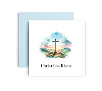 Huxters Easter Card Christ has Risen Crucifix Easter Sunday - Happy Easter Card 14.8cm Square