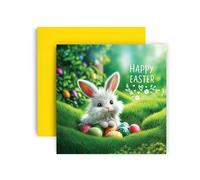 Huxters Easter Card Easter Bunny Design - Happy Easter Card Bunnies 14.8cm Square