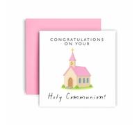 Huxters First Holy Communion Card for Girl - Chapel Design - Thoughtful Religious Greeting Card for a Special Milestone - 17 by 12cm (Girl)