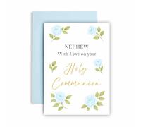Huxters First Holy Communion Card for Nephew - Gold Design - Thoughtful Religious Greeting Card for a Special Milestone - 17 by 12cm (Nephew)
