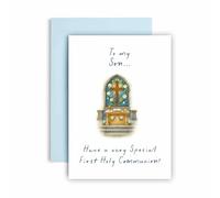 Huxters First Holy Communion Card for Son - Chalice Design - Thoughtful Religious Greeting Card for a Special Milestone - 17 by 12cm (Son)