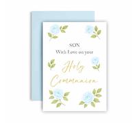 Huxters First Holy Communion Card for Son - Gold Design - Thoughtful Religious Greeting Card for a Special Milestone - 17 by 12cm (Son)