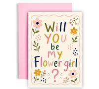 Huxters Flower Girl Proposal Card - Bright Floral Invitation Card for Wedding Day Celebrations for Daughter, Niece, Granddaughter or Goddaughter (Flower Girl)
