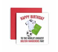 Huxters Football Cards for Bolton Wanderers Fans - Happy Birthday Card for Dad, Husband, Grandad, Brother, Son - Men Birthday Card for him - Football Themed Illustrations 14.8cm (Bolton Wanderers)