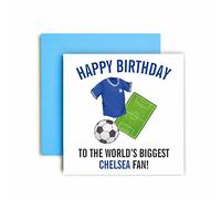 Huxters Football Cards for Chelsea Fans - Happy Birthday Card for Dad, Husband, Grandad, Brother, Son - Men Birthday Card for him - Football Themed Illustrations 14.8cm (Chelsea)