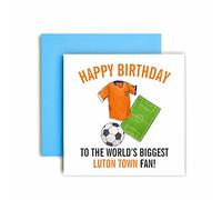 Huxters Football Cards for Luton Town Fans - Happy Birthday Card for Dad, Husband, Grandad, Brother, Son - Men Birthday Card for him - Football Themed Illustrations 14.8cm (Luton Town)