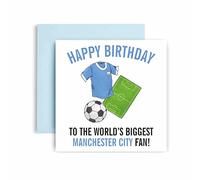 Huxters Football Cards for Manchester City Fans - Happy Birthday Card for Dad, Husband, Grandad, Brother, Son - Men Birthday Card for him - Football Themed Illustrations 14.8cm (Manchester City)