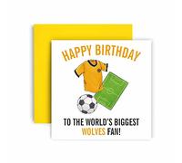 Huxters Football Cards for Wolves Fans - Happy Birthday Card for Dad, Husband, Grandad, Brother, Son - Men Birthday Card for him - Football Themed Illustrations 14.8cm (Wolves)