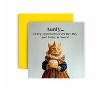 Huxters Funny Aunty Happy Birthday Card - Every Queen Cat Deserves Her Day Gift Card for Her Card for Aunty - 14.8cm (Aunty)