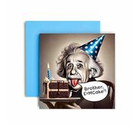 Huxters Funny Birthday Card for Brother Einstein E=MCake2 Birthday Cake Cheeky Card for Him Men Brother - 14.8cm (Brother)