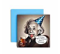 Huxters Funny Birthday Card for Grandad Einstein Age Relative Beer Absolute Card for Him Men Grandad - 14.8cm (Grandad)