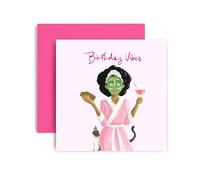 Huxters Funny Birthday Card for Her Friend Female - Birthday Vibes - Card for Mum Sister Auntie 14.8cm (Style 1)