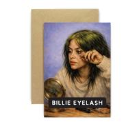 Huxters Funny Birthday Card for Her Sister Friend Daughter - Billie Eyelash Makeup Beauty Music Pun Card - Pop Star Cosmetic Gift Idea