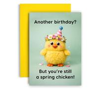 Huxters Funny Birthday Card For Her - “Still A Spring Chicken!” Humorous Birthday Card For Women 30th 40th 50th Birthday - Cute Chick Happy Birthday Card For Friend Sister Mum Wife Girlfriend Daughter
